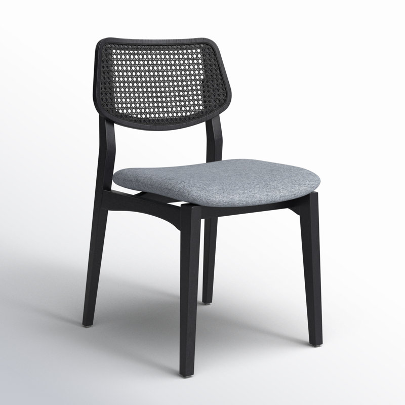 Modern Brazilian Beth Cane Side Chair, Essence Gray/Ebano Frame