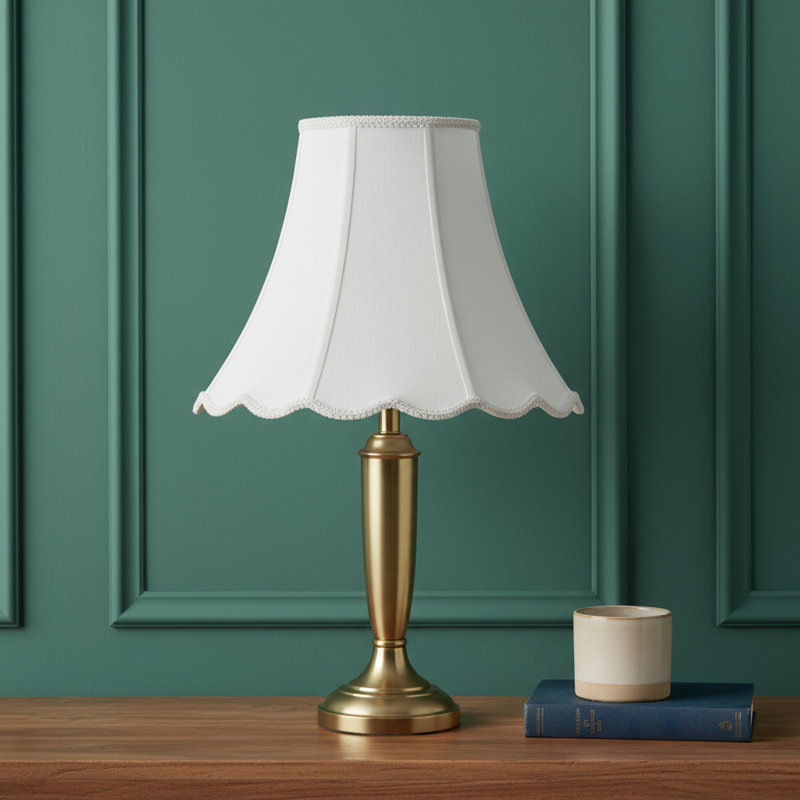 Abat-jour cloche en lin blanc, 12.00" H x 16.00" W x 16.00" D