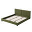 Structure de lit en velours, lit plateforme tapissier avec tête de lit capitonnée incurvée, coins carrés doux, vert olive