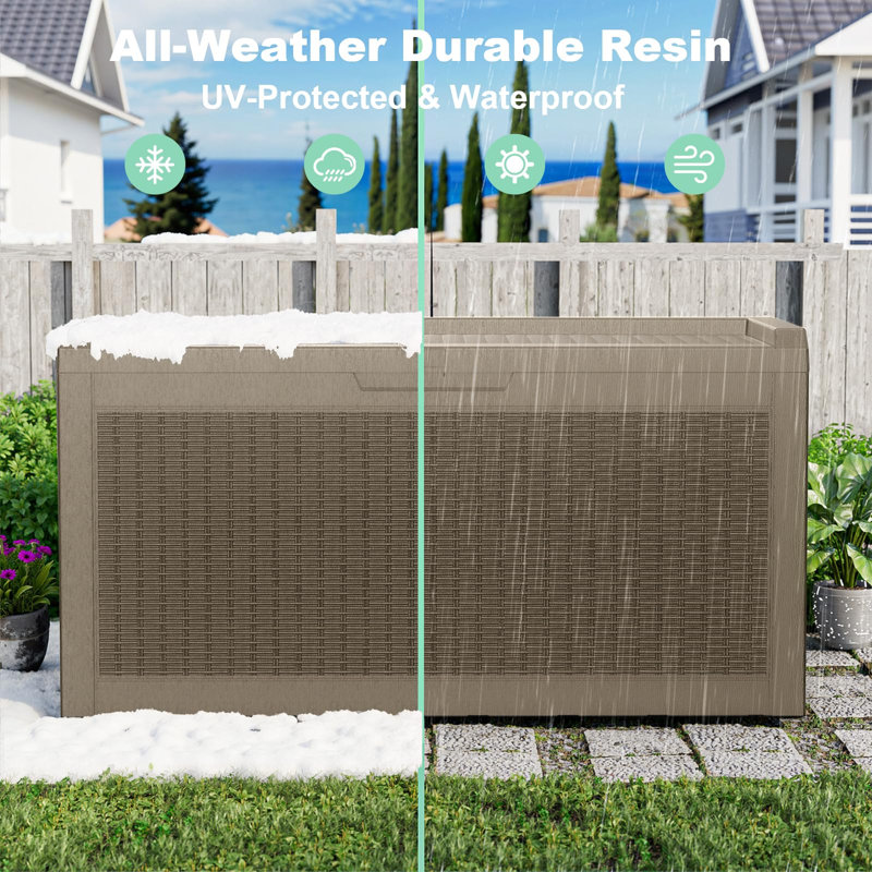 Banc de rangement étanche en résine pour terrasse de 70 gallons