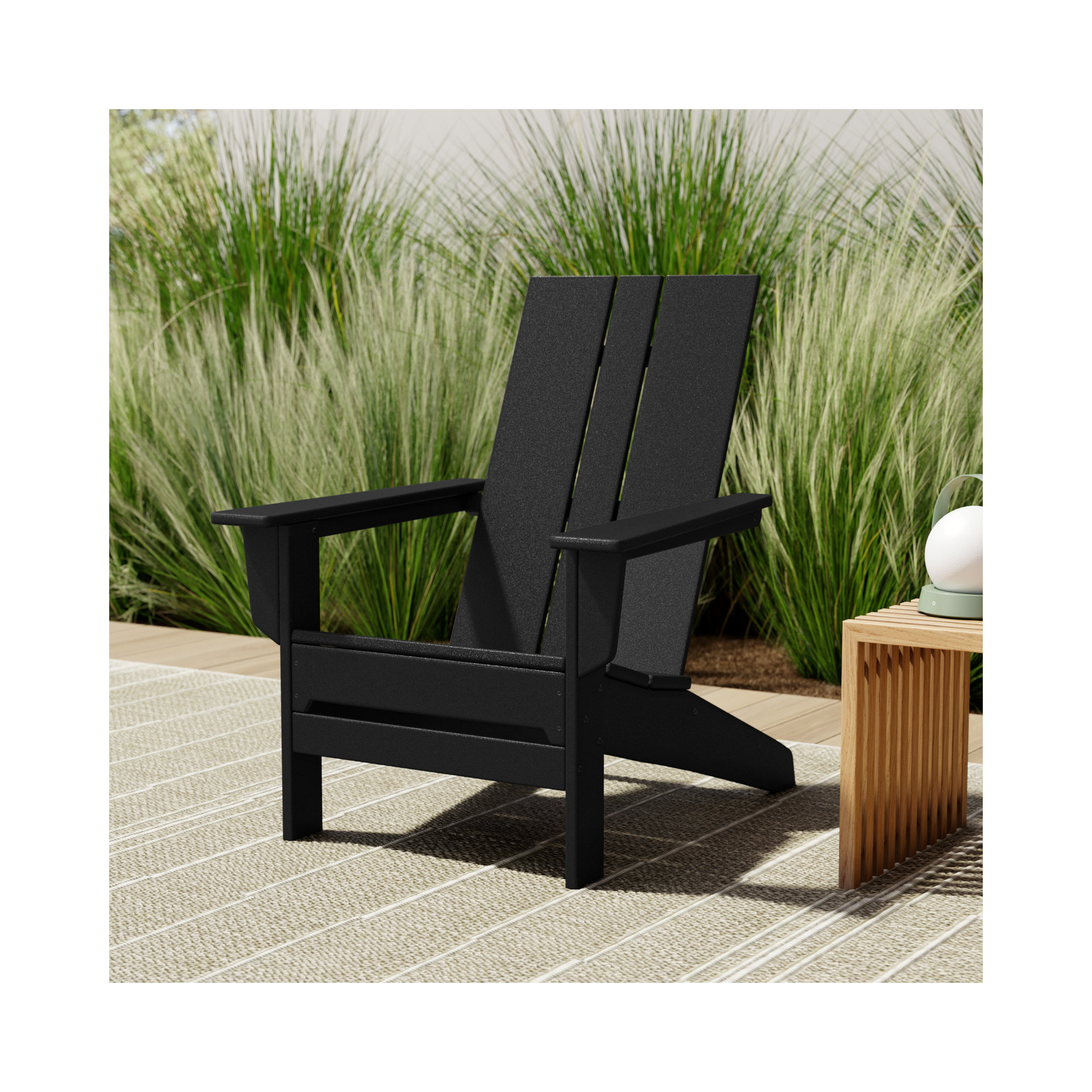 POLYWOOD x AllModern Plastic Adirondack Chair, Black