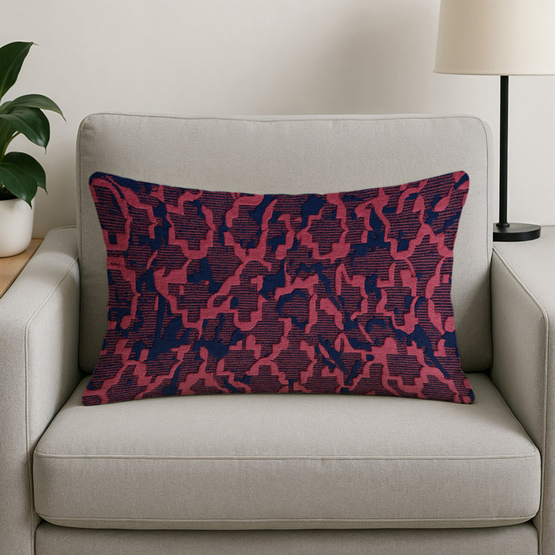 Coussin décoratif intérieur et extérieur beige Trellis, Purple Trellis 385, Rectangle H 14 po x l 20 po