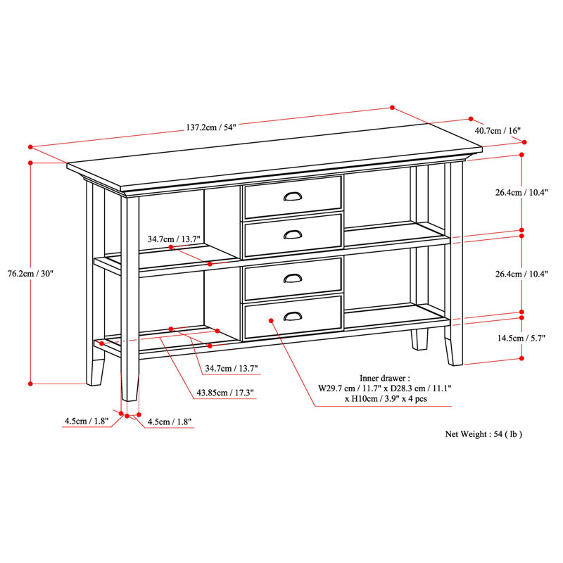 Rustic Natural Aged Brown Wood Console Table with Storage