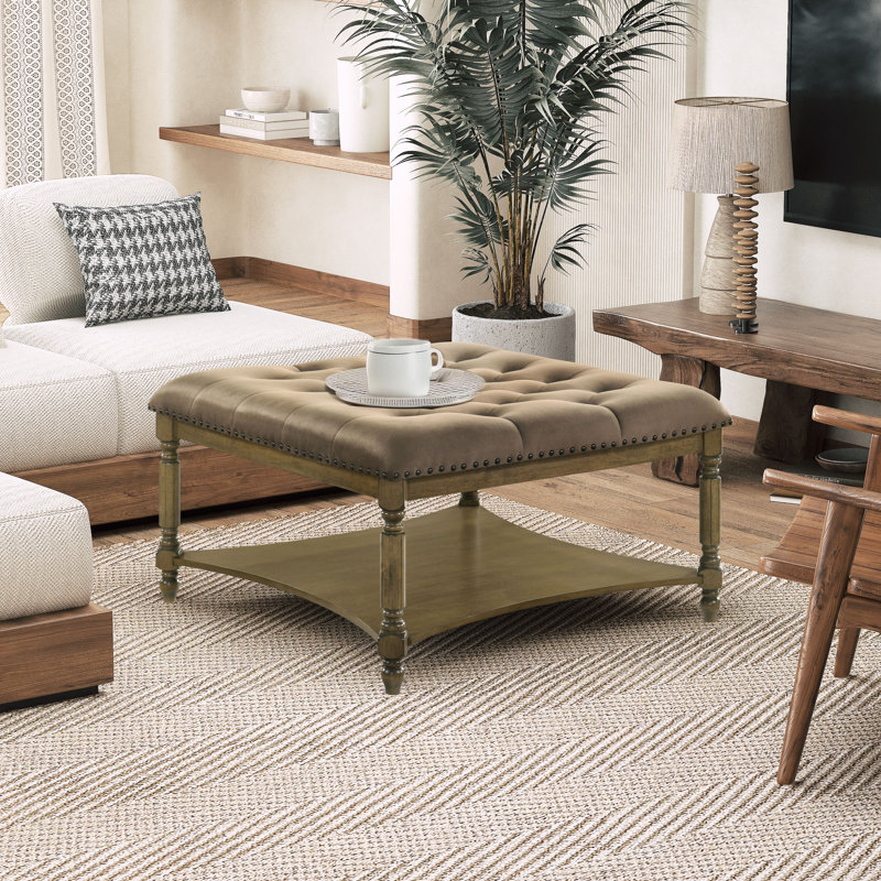 Locke Nailhead Trim Tufted Upholstered Coffee Table