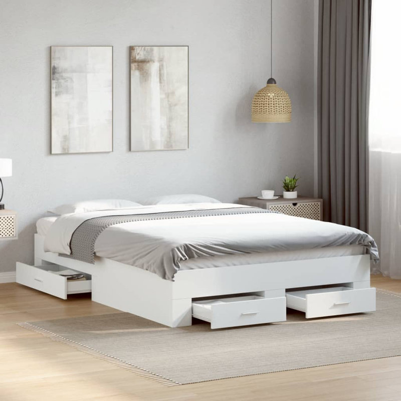 Yamna Engineered Wood Bed Frame, DE Size - 120 x 200 cm, White