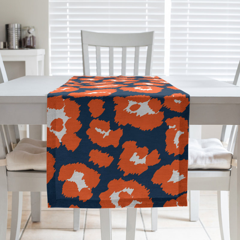 Chemin de table à imprimé animal, 72 po x 16 po, Bleu / orange / blanc