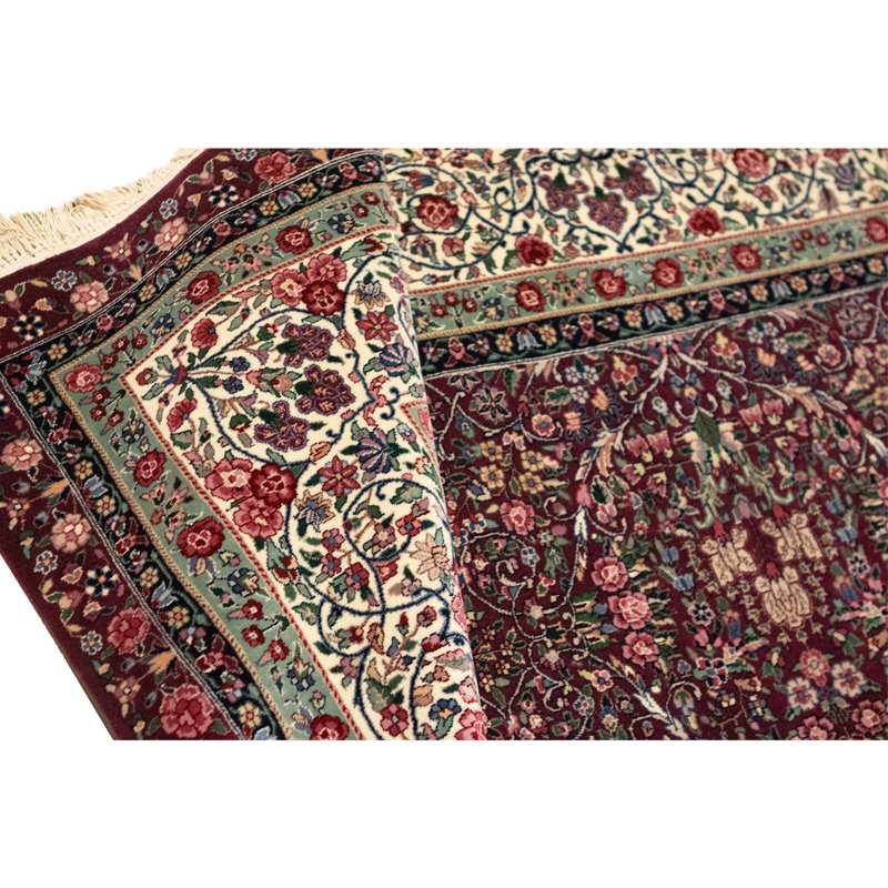 Hand Knotted Wool Oriental Area Rug in Plum And Ivory