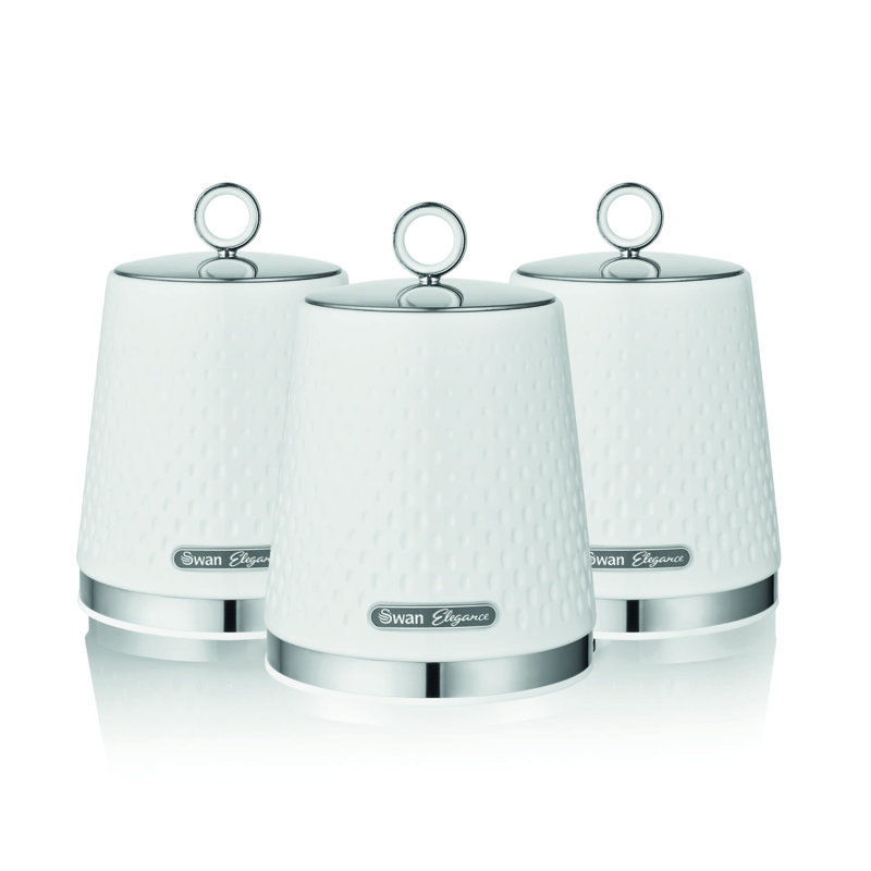 Elegance Iron Canister - Set of 3, White