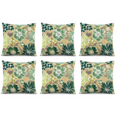 6 Pack Outdoor/Indoor Throw Pillows with Inserts with Zip, 18''x18'' Waterproof Fade Resistant Decorative Square Cushions for Couch, Sofa, Bed,-Sage Green
