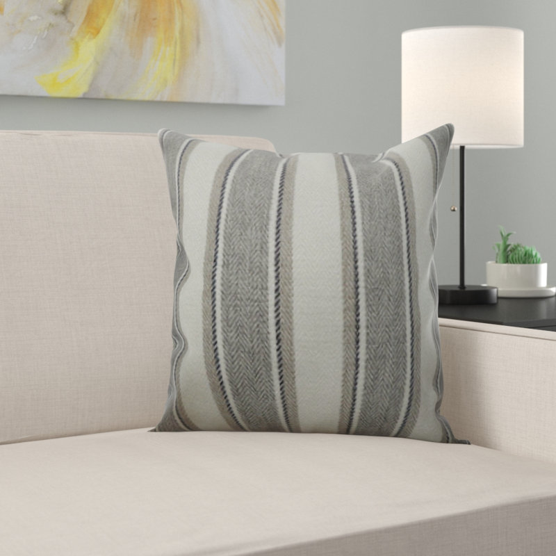 Striped Square Cushion, Green, 60x60 cm