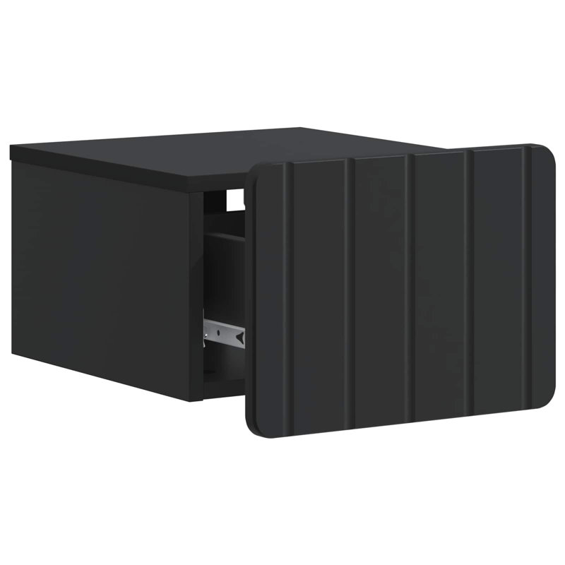 33cm W Manufactured Wood Bedside Table, Black