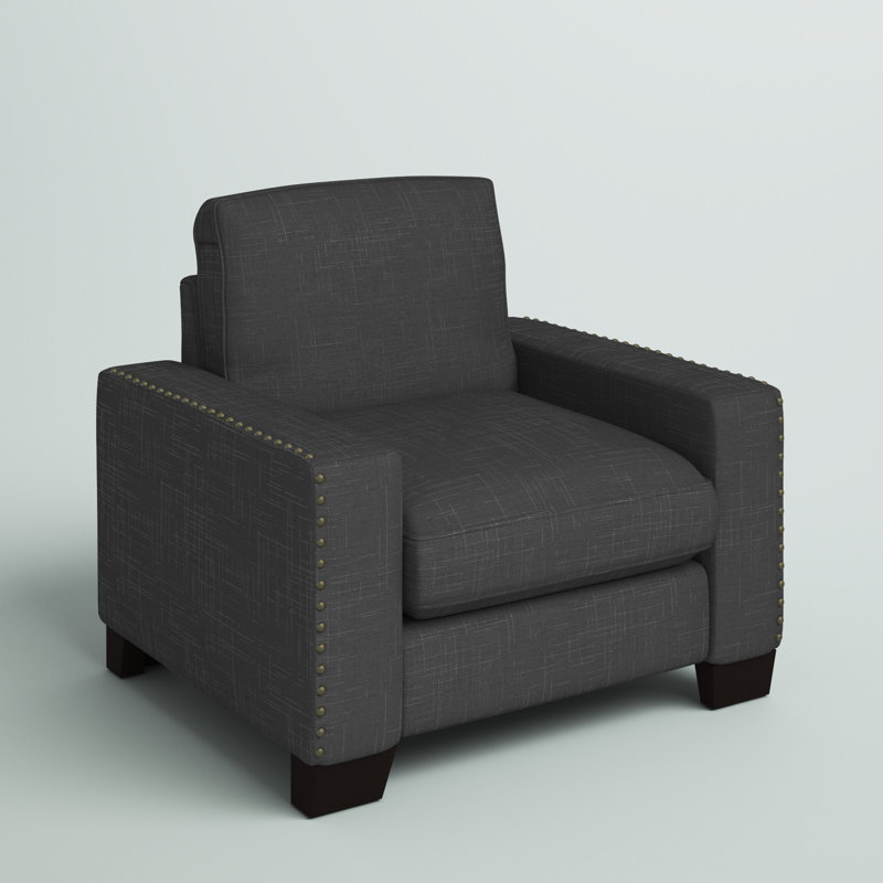 Chaise avec accoudoirs Schacher, Lin gris foncé chiné