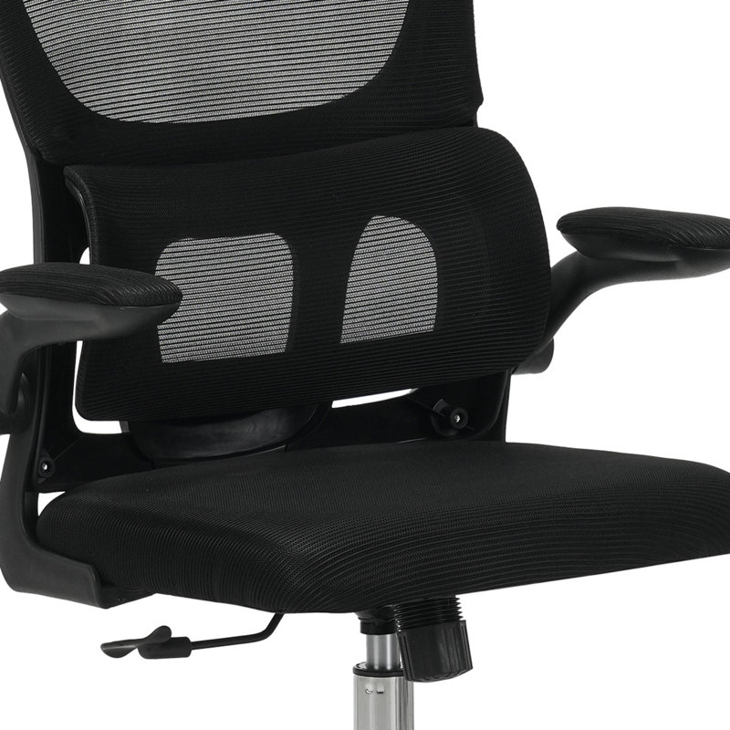Black Office Chair With Head And Lumbar Support And Adjustable Back