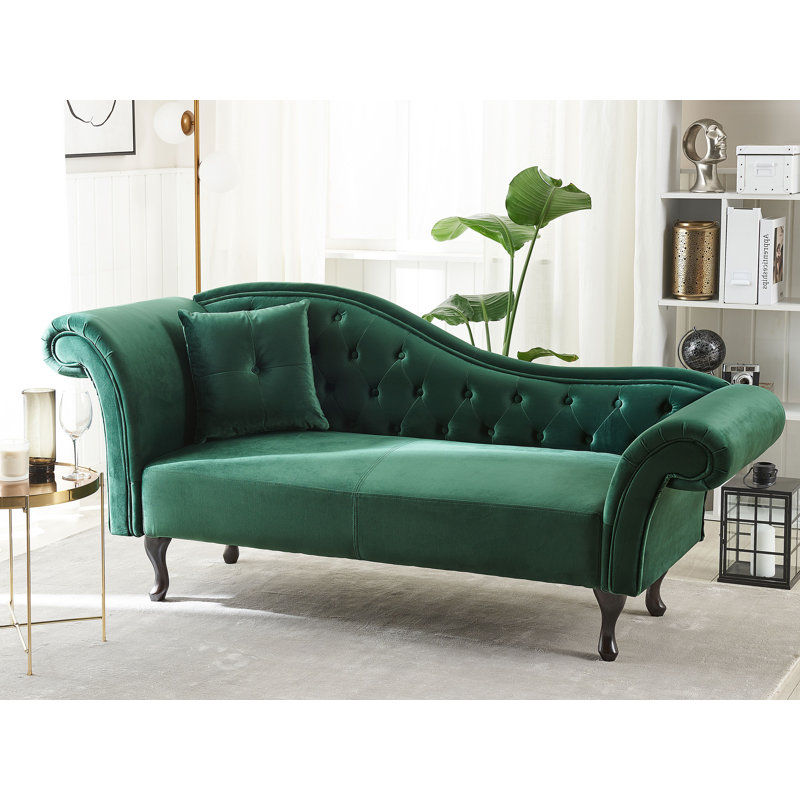 Whitlock Velvet Chaise Lounge, Left-Arm Chaise, Green