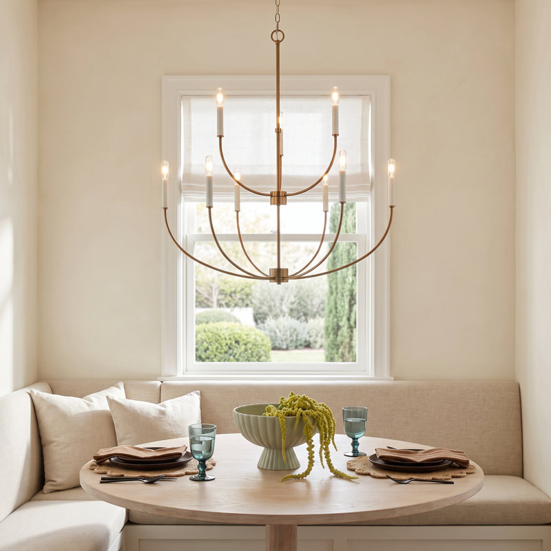 Kendrey 9-Light Chandelier, Satin Brass