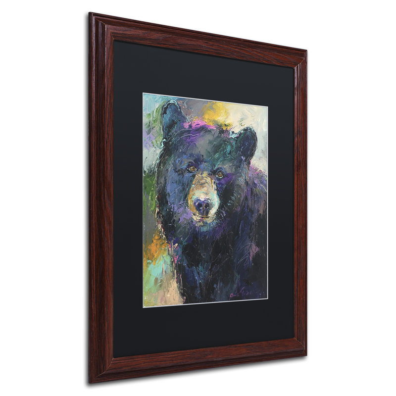 « art bear », impression sur toile, H 20 po x l 16 po x P 0,5 po, Noir, Encadrement grain de bois