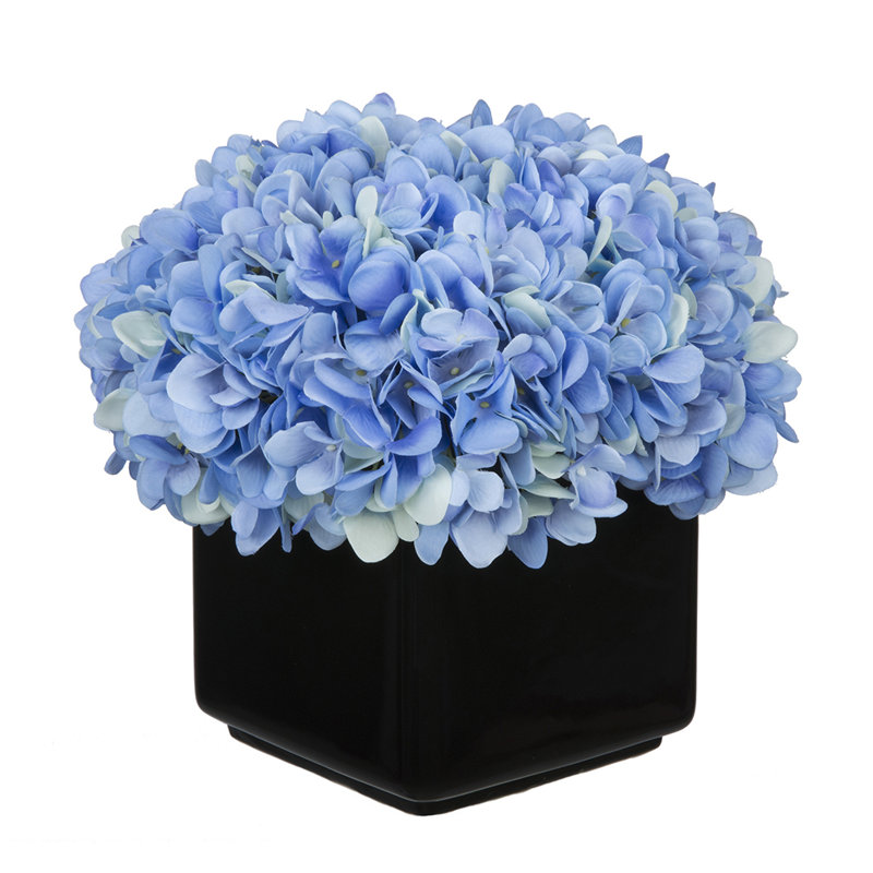 Arrangement d'hortensia bleu Real Touch dans un vase, Bleu