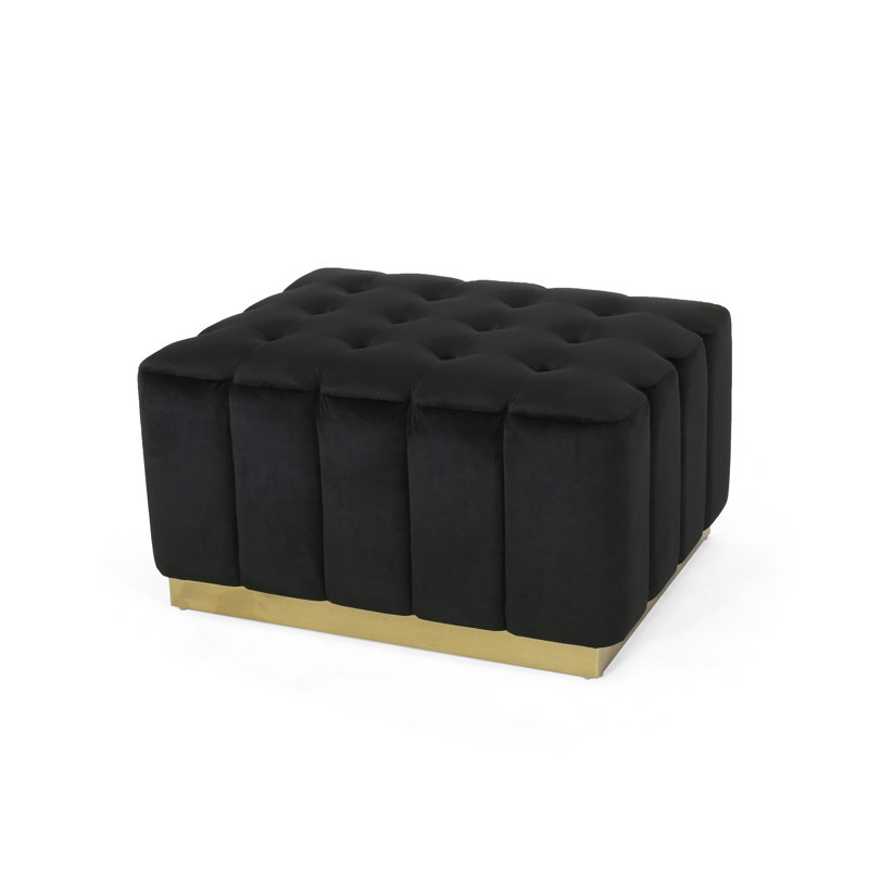 Tufted Rectangle Cocktail Ottoman, Black