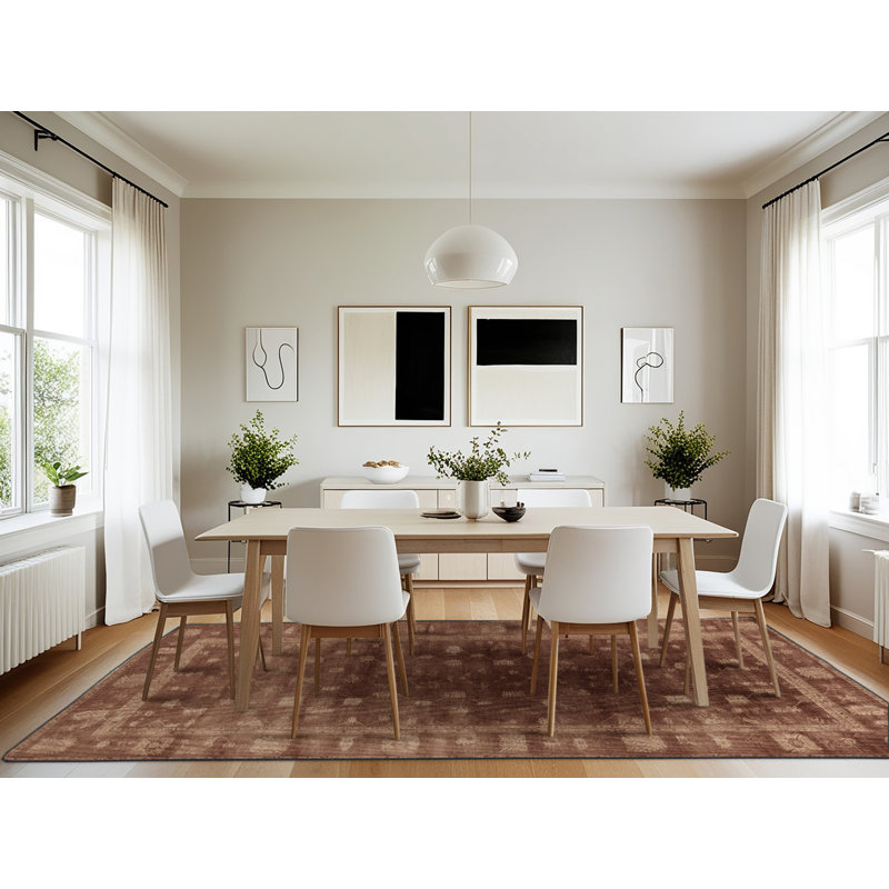 Machine Washable Overdyed Brown Area Rug, Rectangle 7' x 10'