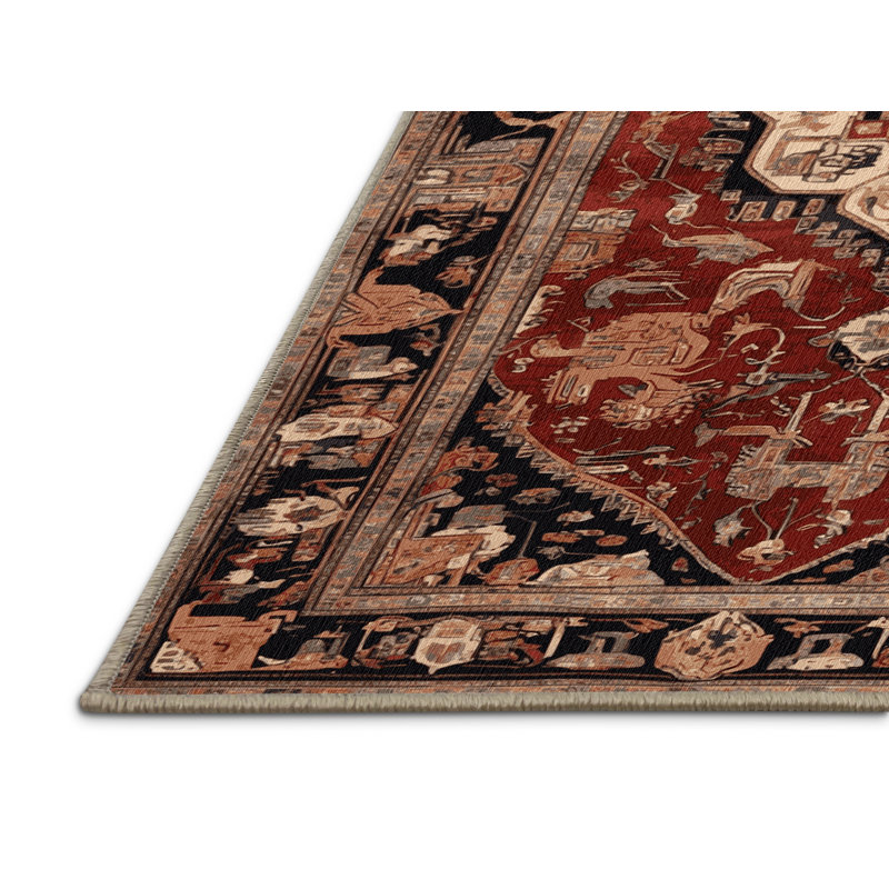 Tapis brun lavable à la machine, Rond 5 pi