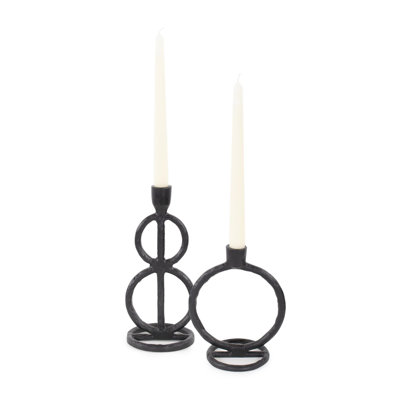 Bougeoir en aluminium double cercle noir Arman