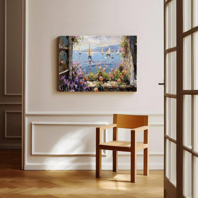 Décoration murale méditerranéenne H 20 "x l 30", imprimé floral bord de mer Méditerranée