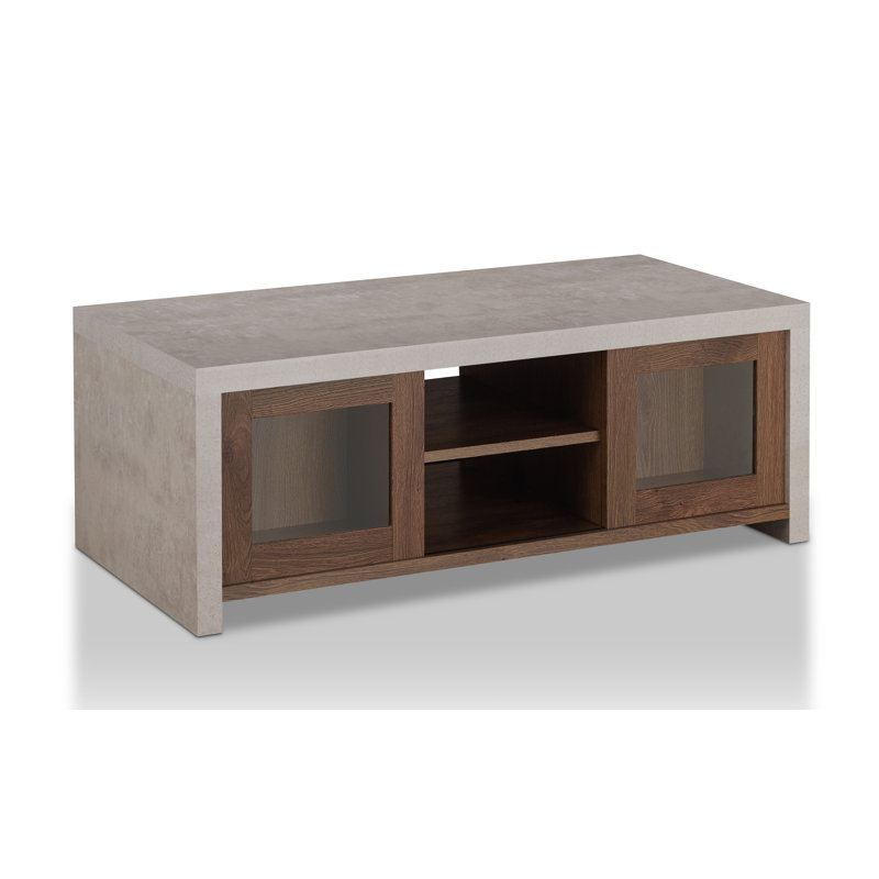 Solid Coffee Table with Storage, Distressed Walnut