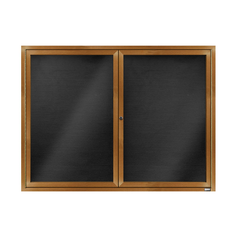 Aluminum Enclosed Wall Mounted Letter Board, Oak Wood, Two, 36" H x 48" W