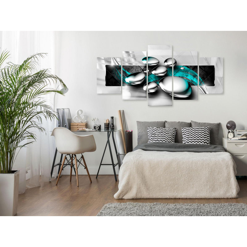 5 pierres brillantes turquoise 5 pièces, H 40 po x l 80 po x P 0,7 po