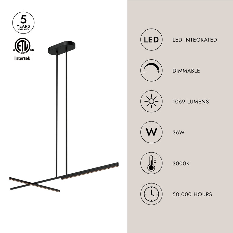 Shift 1 - Light LED Pendant, 1.25" H x 48.13" W x 0.63" D, Black