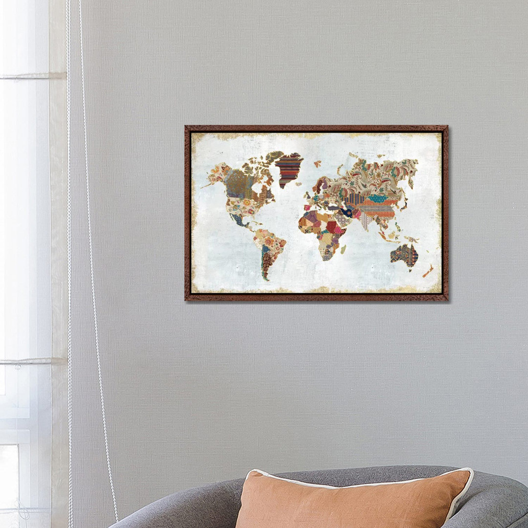 Pattern World Map von Laura Marshall - Galerie-verpackte Leinwand Giclée auf Leinwand