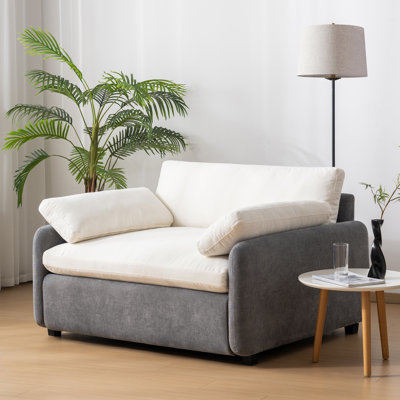 50" Wide Chenille Chair and a Half with Pillows