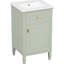 Meuble-lavabo de 20 po avec lavabo, tablette réglable, tiroir inclinable et bois d'hévéa pour les petits espaces de vie