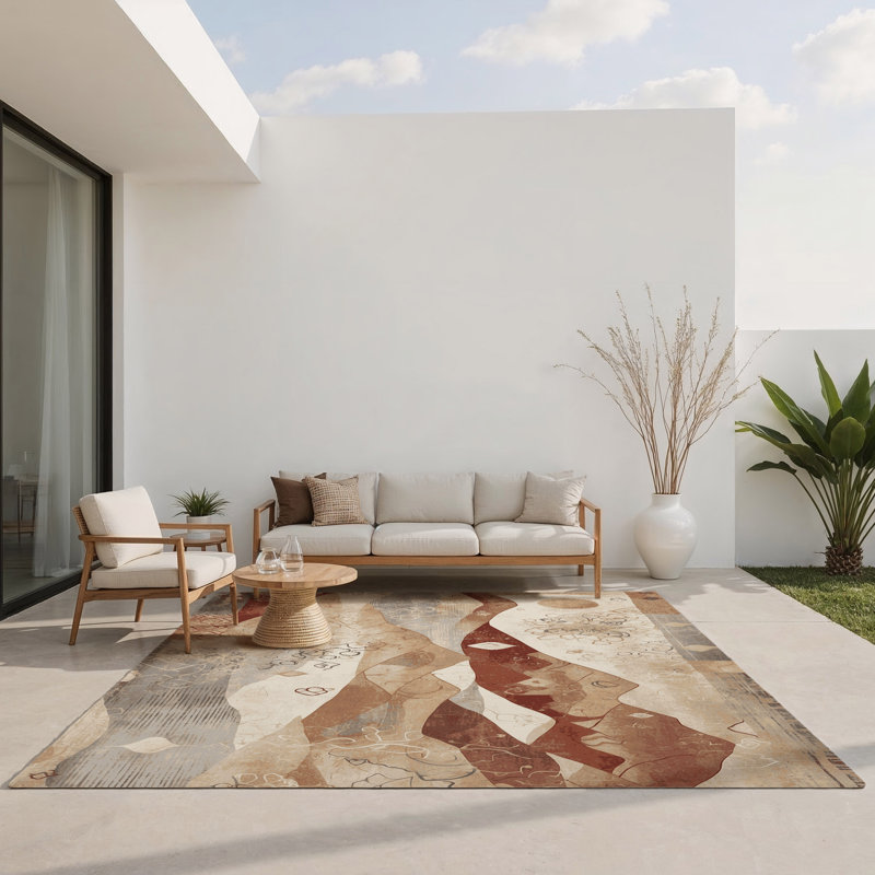 Terracotta Glow Indoor And Outdoor Area Rug, Rectangle 4' x 6'