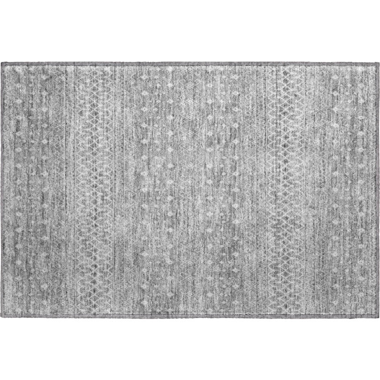 Premium Machine Washable Prisco Silver Rug