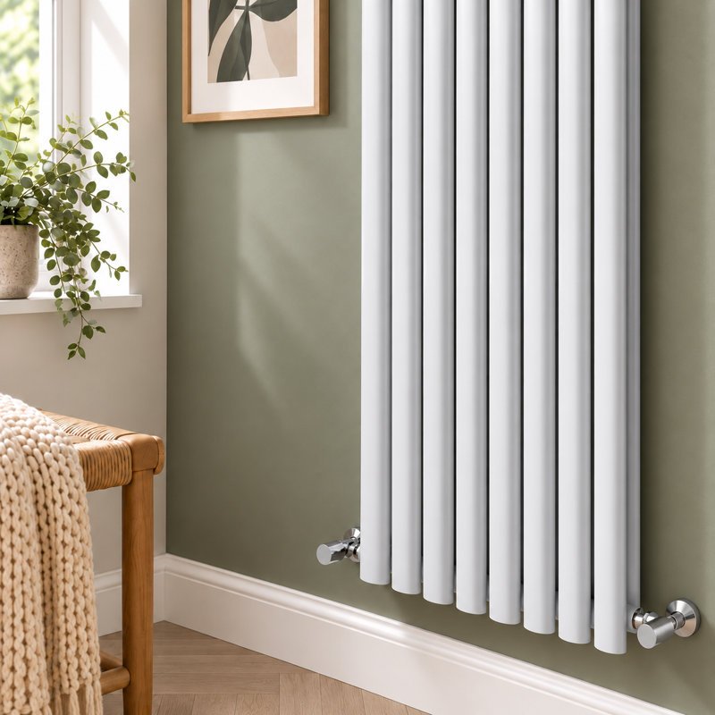 Vertical Flat Panel Radiators, White, 1200mm H x 472mm W