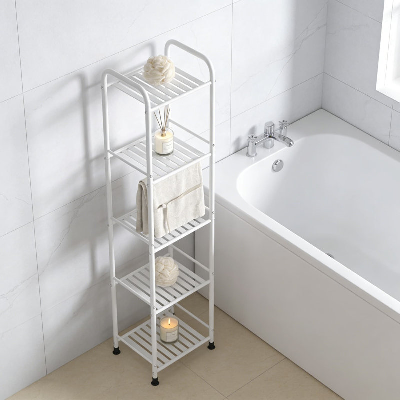 Étagère de rangement étroite à 5 niveaux, support de rangement en coin robuste pour la salle de bain, la cuisine, la salle de lavage et le garde-manger