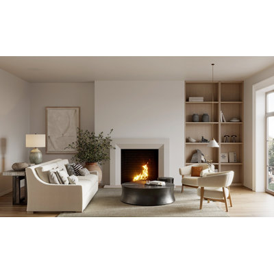 Beveled Cast Stone Fireplace Surround with Beveled Hearth