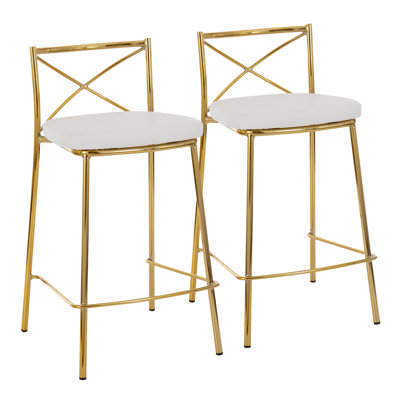 Upholstered Counter Stool with Metal Frame
