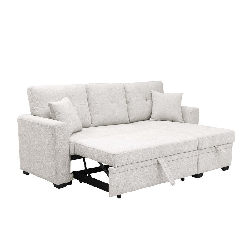 Canapé-lit rembourré Barrientez, H 35 po x l 84 po x P 54 po, Chenille amande