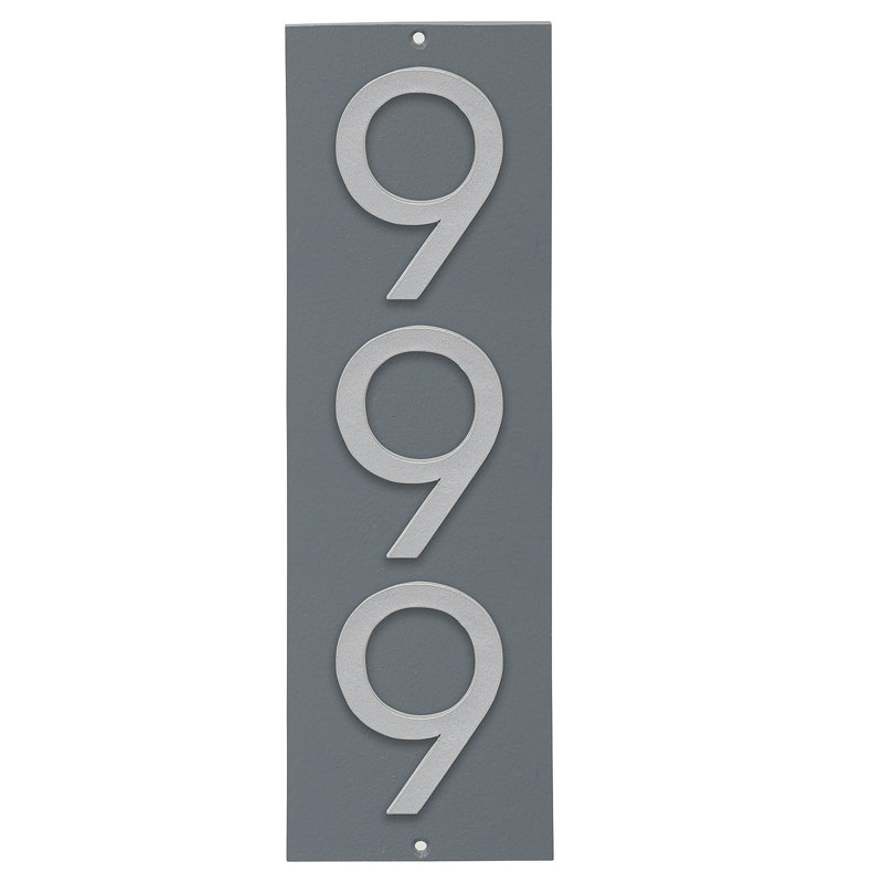 Plaque d’adresse murale flottante linéaire, Gris, Argent, Oui