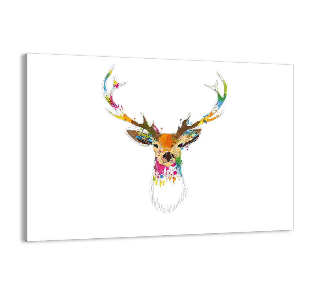 Leinwandbild - Grafikdruck „Gentle Deer Bathed in Colour”