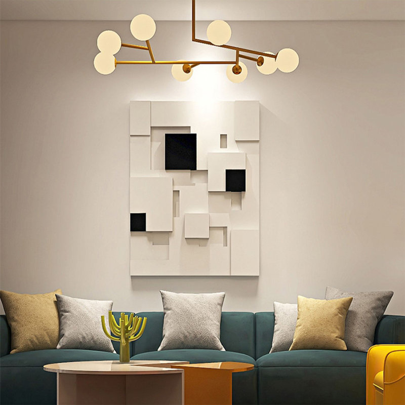 Art mural Mid-Century moderne en toile pour salon, H 41,34 po x l 27,56 po, Noir