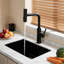 Robinet de cuisine rétractable avec pulvérisateur pivotant à 360 ° - 3 modes de pulvérisation avec débit d'eau horizontal et vertical