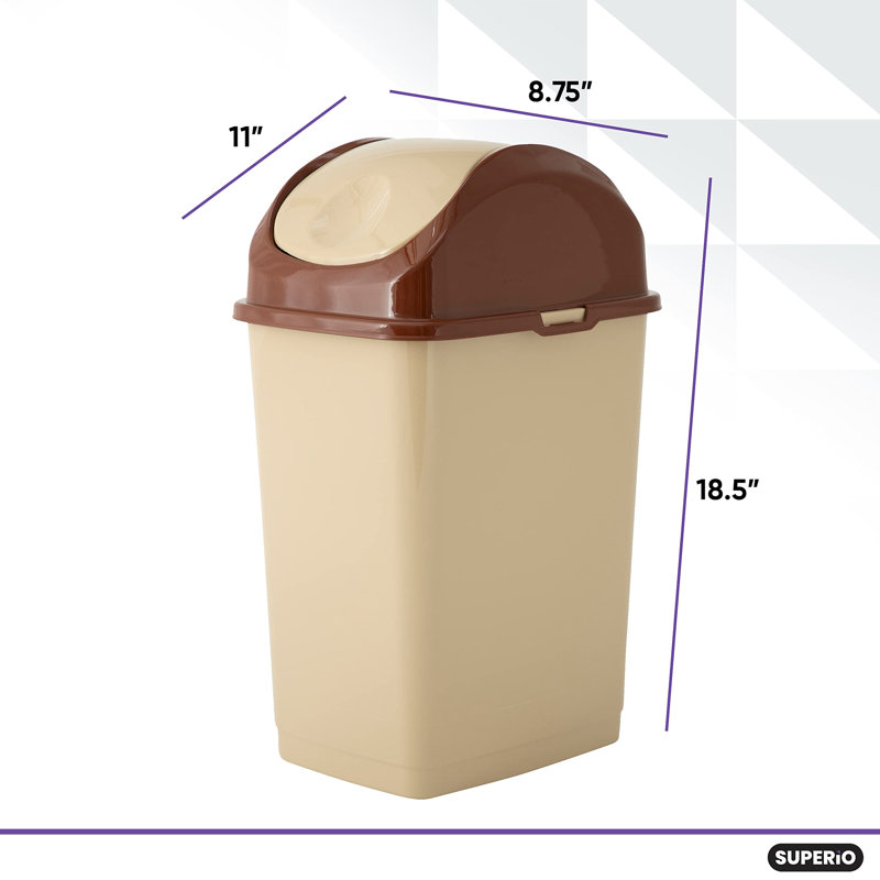 Poubelle à couvercle pivotant en plastique Superio, Beige