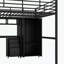Lit plateforme en métal Wylda, lit mezzanine avec bureau et garde-robe, lit plateforme double