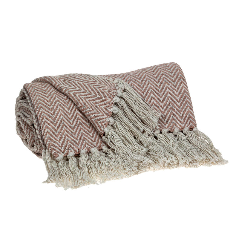 Jeté réversible en coton tissé rose