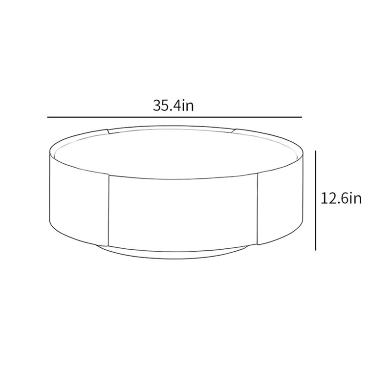 Retro style simple home coffee table, 12.6" H x 35.4" L x 35.4" W