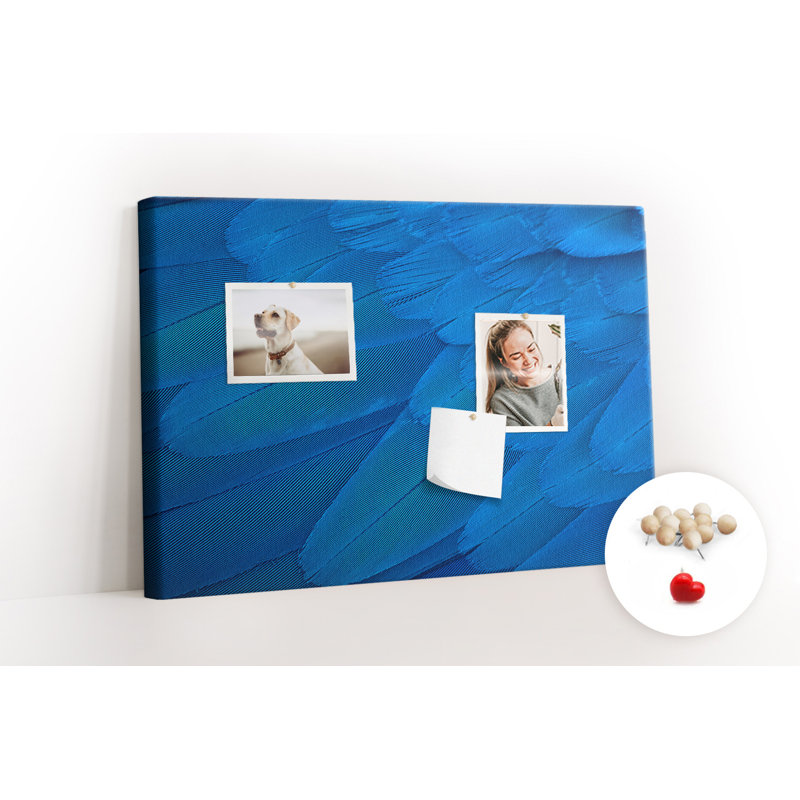 Wall Mounted cork board with print decorative wall message pin boards home office bulletin board ideas Bird feather