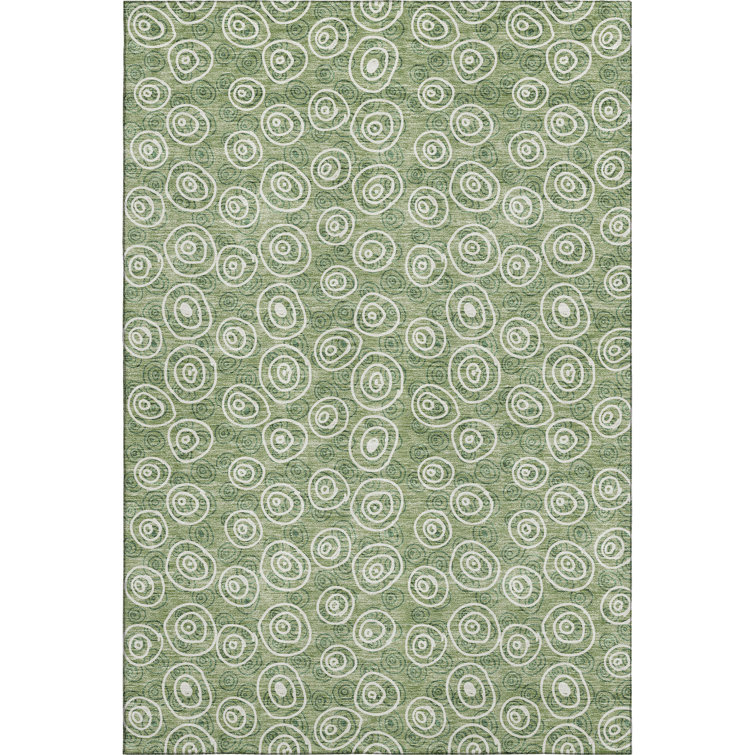 Premium Machine Washable Prisco Green Rug